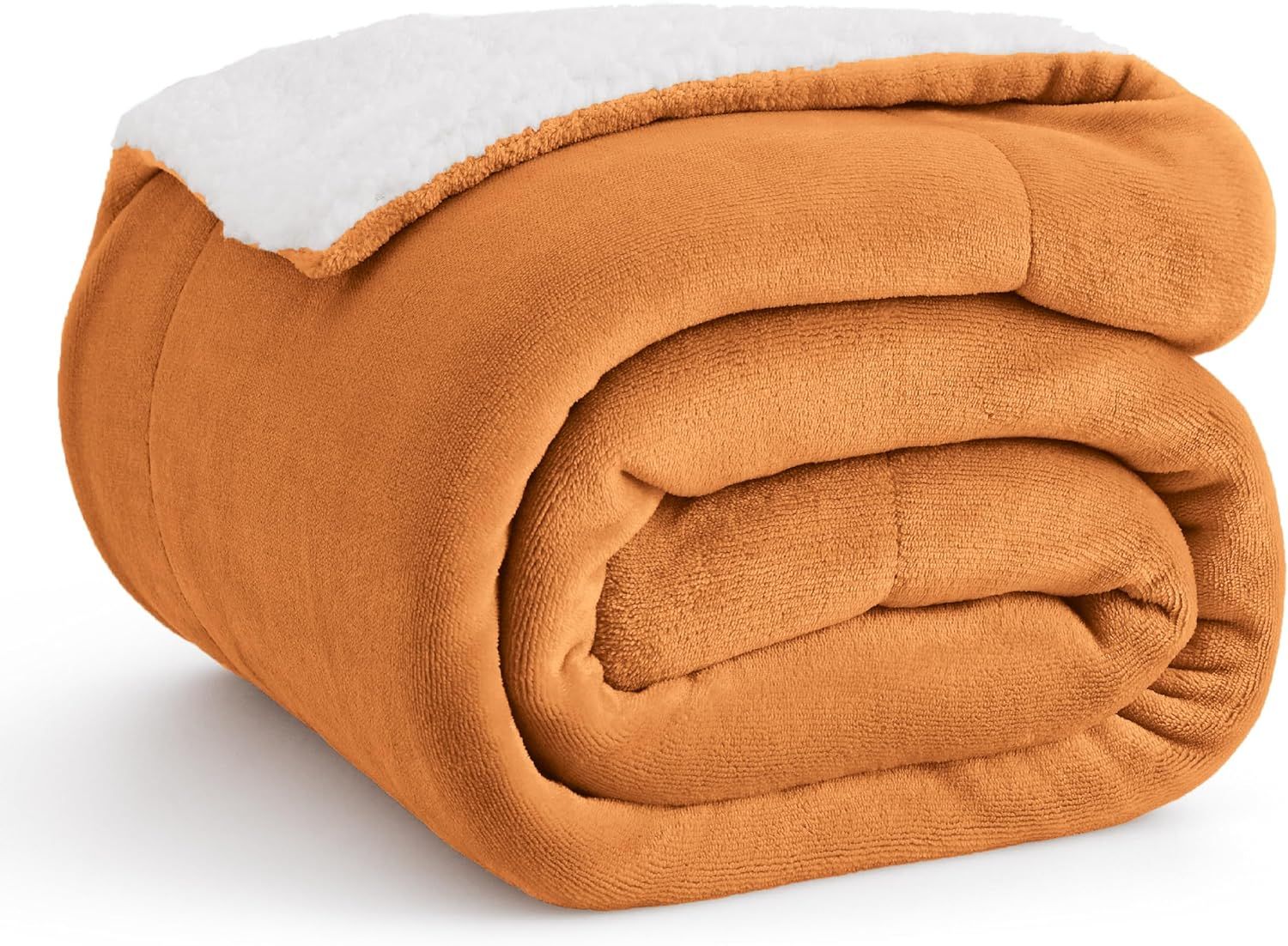 Bedsure Sherpa Fleece Throw Blanket for Couch - Soft Fuzzy Plush Orange Fall Blanket, Thick and W... | Amazon (US)