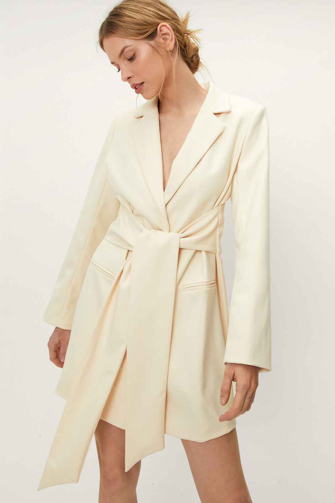 Cropped Boxy Single Breasted Blazer Dress | Nasty Gal (US)