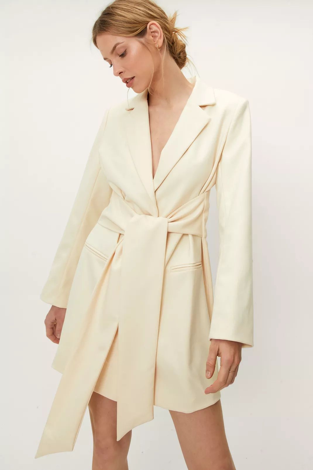 Cropped Boxy Single Breasted Blazer Dress | Nasty Gal (US)