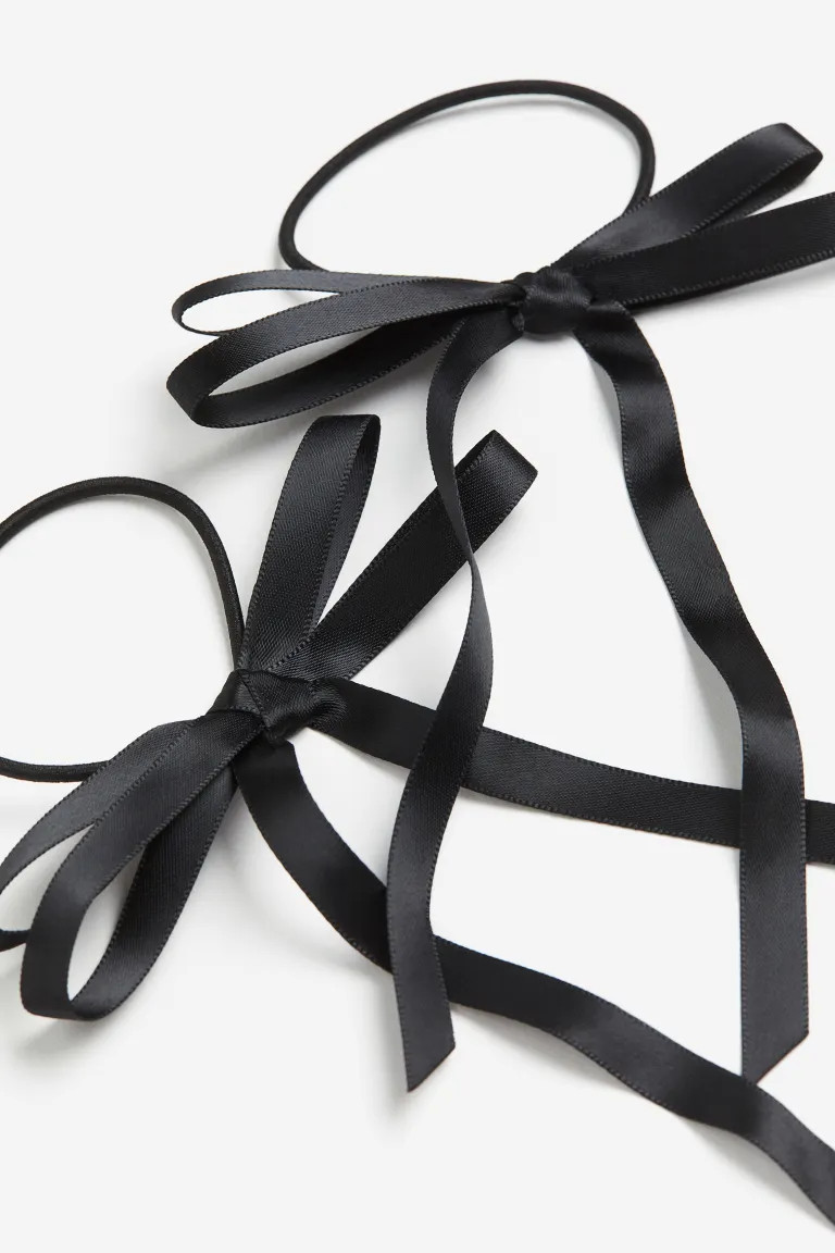 2-pack bow-detail hair elastics | H&M (UK, MY, IN, SG, PH, TW, HK)