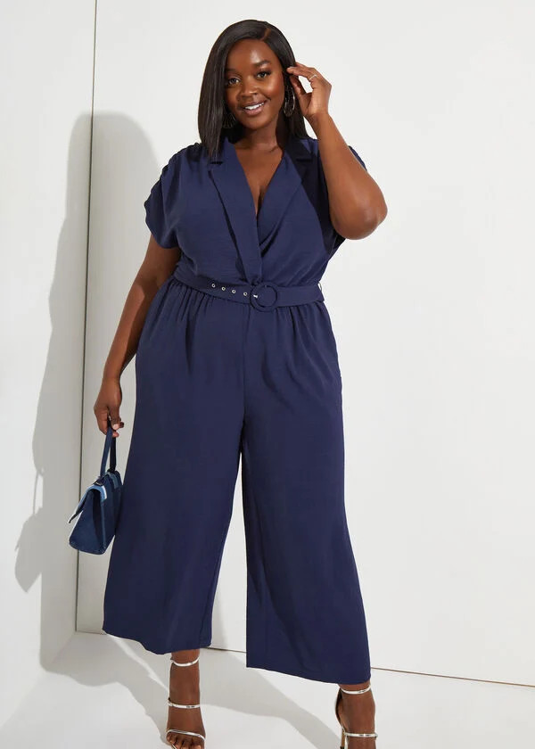 Faux Wrap Straight Leg Jumpsuit | Ashley Stewart