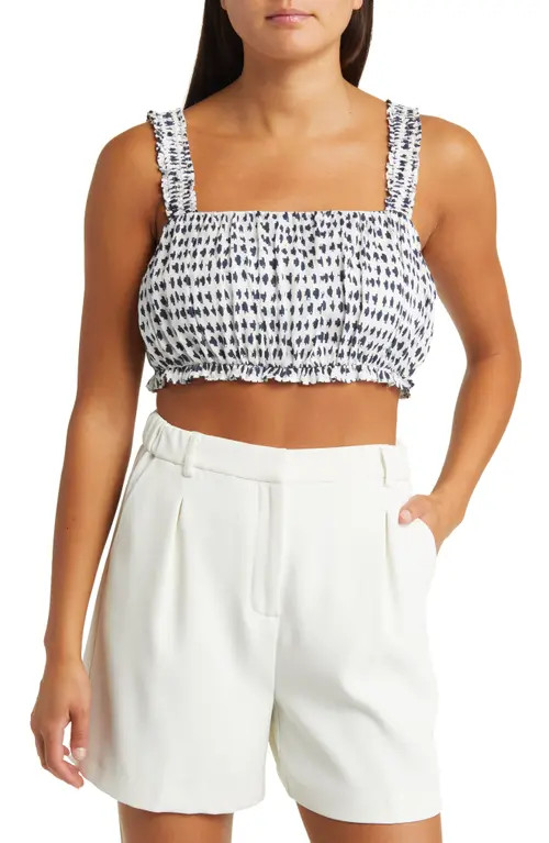Sophie Rue Indy Ruched Crop Top in Navy Print at Nordstrom, Size X-Small | Nordstrom