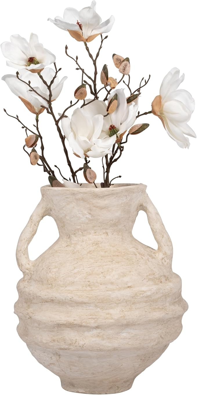 Paper Mache, 15" Vase with Handles, White | Amazon (US)
