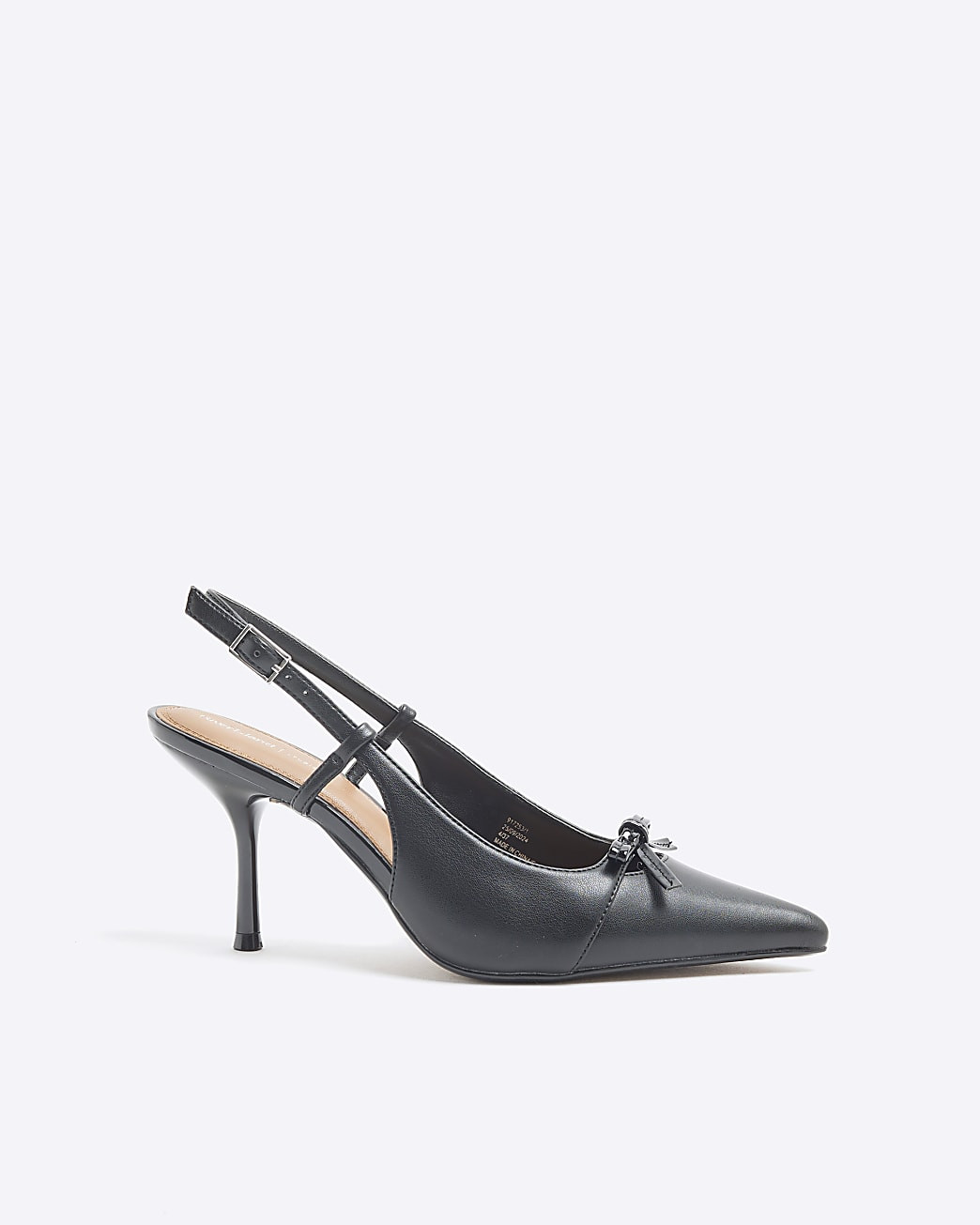 Black Patent Bow Sling Back Court Shoes | River Island UK & IE