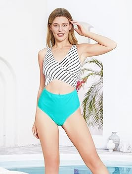 PATPAT Family Matching Swimsuits Swimwear: Mommy and Me Striped Spliced One-Piece Matching Swimsu... | Amazon (US)