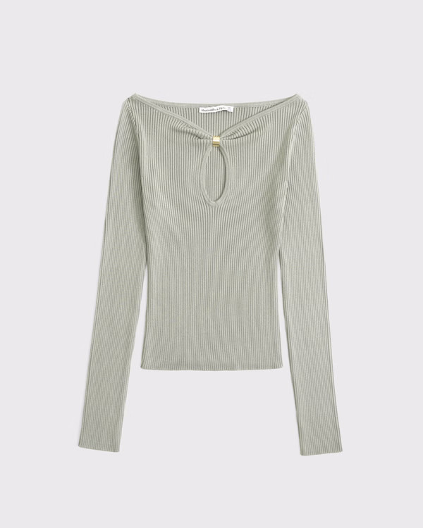 Women's Hardware Keyhole Long-Sleeve Sweater Top | Women's New Arrivals | Abercrombie.com | Abercrombie & Fitch (US)