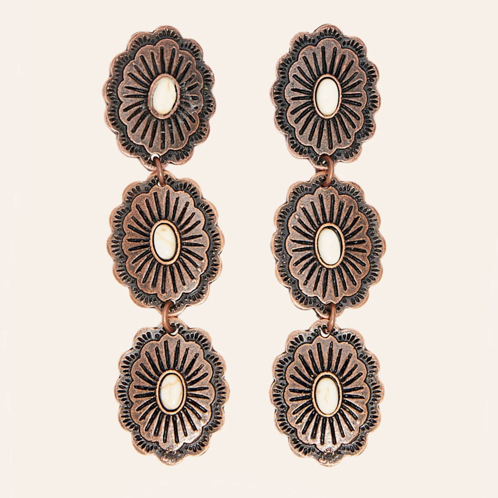 Rockin' C Copper & Cream Concho Earrings | Cavender's