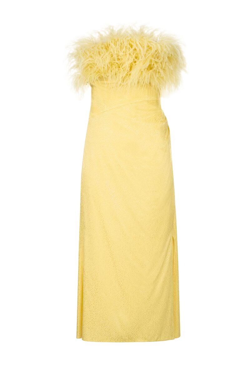 Yellow Feather Midi Dress | Seezona