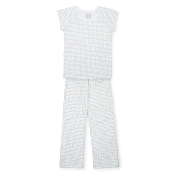 Mamie Women's Pima Cotton Pajama Pant Set - Pacific Palms Pink | Lila and Hayes