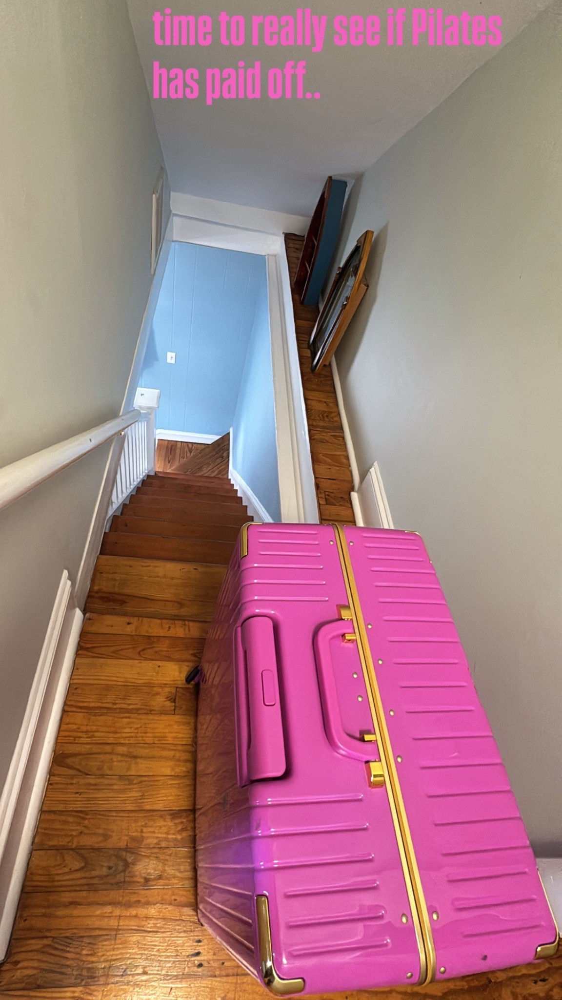 Pilates Princess meets stairwell showdown 💪🏼
What are the odds I can get this big pink beauty down the stairs & into my car without calling for backup!? This suitcase fits literally EVERYTHING (yes, even the resort/vacation outfits, heels, reformer-friendly fits + my 8-step skincare routine). LOL

#LTKTravel #LTKU #LTKItBag
