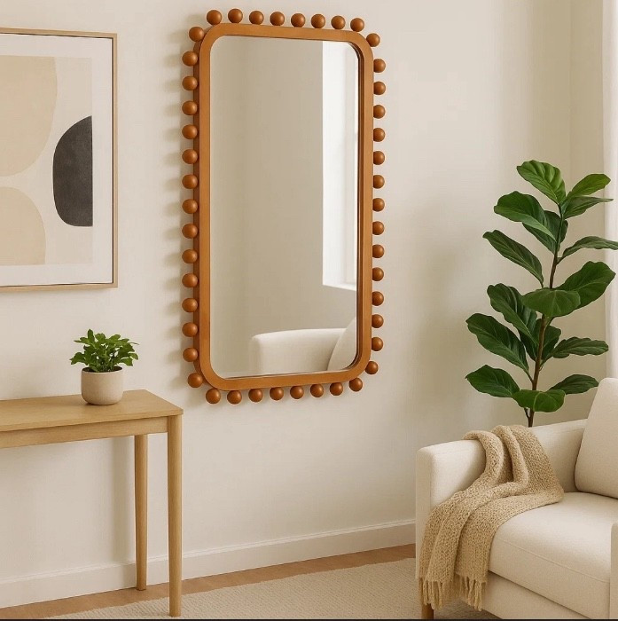 𝙰𝚍𝚍 𝚌𝚑𝚊𝚛𝚊𝚌𝚝𝚎𝚛 𝚊𝚗𝚍 𝚍𝚒𝚖𝚎𝚗𝚜𝚒𝚘𝚗 𝚝𝚘 𝚊𝚗𝚢 𝚛𝚘𝚘𝚖 𝚠𝚒𝚝𝚑 𝚝𝚑𝚒𝚜 𝚋𝚎𝚊𝚞𝚝𝚒𝚏𝚞𝚕𝚕𝚢 𝚌𝚛𝚊𝚏𝚝𝚎𝚍 𝚍𝚎𝚌𝚘𝚛𝚊𝚝𝚒𝚟𝚎 𝚖𝚒𝚛𝚛𝚘𝚛, 𝚍𝚎𝚜𝚒𝚐𝚗𝚎𝚍 𝚝𝚘 𝚌𝚘𝚖𝚙𝚕𝚎𝚖𝚎𝚗𝚝 𝚝𝚑𝚎 𝚌𝚊𝚜𝚞𝚊𝚕 𝚑𝚘𝚖𝚎 𝚜𝚝𝚢𝚕𝚎 𝚠𝚑𝚒𝚕𝚎 𝚙𝚛𝚘𝚟𝚒𝚍𝚒𝚗𝚐 𝚙𝚛𝚊𝚌𝚝𝚒𝚌𝚊𝚕 𝚎𝚕𝚎𝚐𝚊𝚗𝚌𝚎. 𝙼𝚊𝚍𝚎 𝚏𝚛𝚘𝚖 𝚑𝚒𝚐𝚑-𝚚𝚞𝚊𝚕𝚒𝚝𝚢 𝚏𝚒𝚛, 𝚠𝚘𝚘𝚍, 𝚊𝚗𝚍 𝚐𝚕𝚊𝚜𝚜, 𝚝𝚑𝚒𝚜 𝚖𝚒𝚛𝚛𝚘𝚛 𝚒𝚜 𝚏𝚛𝚊𝚖𝚎𝚍 𝚠𝚒𝚝𝚑 𝚊 𝚞𝚗𝚒𝚚𝚞𝚎𝚕𝚢 𝚎𝚢𝚎-𝚌𝚊𝚝𝚌𝚑𝚒𝚗𝚐 𝚋𝚘𝚛𝚍𝚎𝚛 𝚘𝚏 𝚛𝚘𝚞𝚗𝚍𝚎𝚍 𝚠𝚘𝚘𝚍 𝚋𝚊𝚕𝚕 𝚊𝚌𝚌𝚎𝚗𝚝𝚜 𝚝𝚑𝚊𝚝 𝚋𝚛𝚒𝚗𝚐 𝚜𝚞𝚋𝚝𝚕𝚎 𝚝𝚎𝚡𝚝𝚞𝚛𝚎 𝚊𝚗𝚍 𝚌𝚑𝚊𝚛𝚖 𝚝𝚘 𝚢𝚘𝚞𝚛 𝚠𝚊𝚕𝚕. 𝙿𝚎𝚛𝚏𝚎𝚌𝚝 𝚏𝚘𝚛 𝚎𝚗𝚑𝚊𝚗𝚌𝚒𝚗𝚐 𝚗𝚊𝚝𝚞𝚛𝚊𝚕 𝚕𝚒𝚐𝚑𝚝 𝚊𝚗𝚍 𝚌𝚛𝚎𝚊𝚝𝚒𝚗𝚐 𝚊 𝚜𝚎𝚗𝚜𝚎 𝚘𝚏 𝚘𝚙𝚎𝚗𝚗𝚎𝚜𝚜, 𝚒𝚝 𝚒𝚜 𝚒𝚍𝚎𝚊𝚕 𝚏𝚘𝚛 𝚟𝚊𝚛𝚒𝚘𝚞𝚜 𝚜𝚎𝚝𝚝𝚒𝚗𝚐𝚜 𝚒𝚗𝚌𝚕𝚞𝚍𝚒𝚗𝚐 𝚝𝚑𝚎 𝚑𝚘𝚖𝚎, 𝚋𝚎𝚍𝚛𝚘𝚘𝚖, 𝚘𝚏𝚏𝚒𝚌𝚎, 𝚘𝚛 𝚕𝚒𝚟𝚒𝚗𝚐 𝚛𝚘𝚘𝚖. 𝙸𝚝𝚜 𝚝𝚒𝚖𝚎𝚕𝚎𝚜𝚜 𝚊𝚙𝚙𝚎𝚊𝚕 𝚖𝚊𝚔𝚎𝚜 𝚒𝚝 𝚊 𝚟𝚎𝚛𝚜𝚊𝚝𝚒𝚕𝚎 𝚍𝚎𝚌𝚘𝚛 𝚜𝚘𝚕𝚞𝚝𝚒𝚘𝚗, 𝚜𝚎𝚊𝚖𝚕𝚎𝚜𝚜𝚕𝚢 𝚏𝚒𝚝𝚝𝚒𝚗𝚐 𝚒𝚗𝚝𝚘 𝚋𝚘𝚝𝚑 𝚖𝚘𝚍𝚎𝚛𝚗 𝚊𝚗𝚍 𝚛𝚞𝚜𝚝𝚒𝚌 𝚎𝚗𝚟𝚒𝚛𝚘𝚗𝚖𝚎𝚗𝚝𝚜. 𝙸𝚏 𝚢𝚘𝚞 𝚊𝚛𝚎 𝚕𝚘𝚘𝚔𝚒𝚗𝚐 𝚝𝚘 𝚛𝚎𝚏𝚛𝚎𝚜𝚑 𝚊 𝚋𝚊𝚛𝚎 𝚠𝚊𝚕𝚕 𝚘𝚛 𝚊𝚍𝚍 𝚊 𝚏𝚞𝚗𝚌𝚝𝚒𝚘𝚗𝚊𝚕 𝚜𝚝𝚊𝚝𝚎𝚖𝚎𝚗𝚝 𝚙𝚒𝚎𝚌𝚎, 𝚝𝚑𝚒𝚜 𝚖𝚒𝚛𝚛𝚘𝚛 𝚍𝚎𝚕𝚒𝚟𝚎𝚛𝚜 𝚟𝚒𝚜𝚞𝚊𝚕 𝚒𝚖𝚙𝚊𝚌𝚝 𝚠𝚒𝚝𝚑𝚘𝚞𝚝 𝚘𝚟𝚎𝚛𝚙𝚘𝚠𝚎𝚛𝚒𝚗𝚐 𝚢𝚘𝚞𝚛 𝚜𝚙𝚊𝚌𝚎. 𝙲𝚛𝚎𝚊𝚝𝚎 𝚊 𝚌𝚘𝚣𝚢 𝚊𝚗𝚍 𝚜𝚝𝚢𝚕𝚒𝚜𝚑 𝚊𝚝𝚖𝚘𝚜𝚙𝚑𝚎𝚛𝚎 𝚠𝚒𝚝𝚑 𝚎𝚊𝚜𝚎 𝚊𝚗𝚍 𝚎𝚕𝚎𝚟𝚊𝚝𝚎 𝚢𝚘𝚞𝚛 𝚎𝚟𝚎𝚛𝚢𝚍𝚊𝚢 𝚕𝚒𝚟𝚒𝚗𝚐. 𝙱𝚛𝚒𝚗𝚐 𝚑𝚘𝚖𝚎 𝚝𝚑𝚒𝚜 𝚜𝚝𝚊𝚗𝚍𝚘𝚞𝚝 𝚍𝚎𝚌𝚘𝚛 𝚙𝚒𝚎𝚌𝚎 𝚝𝚘𝚍𝚊𝚢 𝚊𝚗𝚍 𝚛𝚎𝚏𝚕𝚎𝚌𝚝 𝚢𝚘𝚞𝚛 𝚙𝚎𝚛𝚜𝚘𝚗𝚊𝚕 𝚜𝚝𝚢𝚕𝚎 𝚠𝚒𝚝𝚑 𝚌𝚘𝚗𝚏𝚒𝚍𝚎𝚗𝚌𝚎.

#LTKU #LTKHome #LTKgrwm