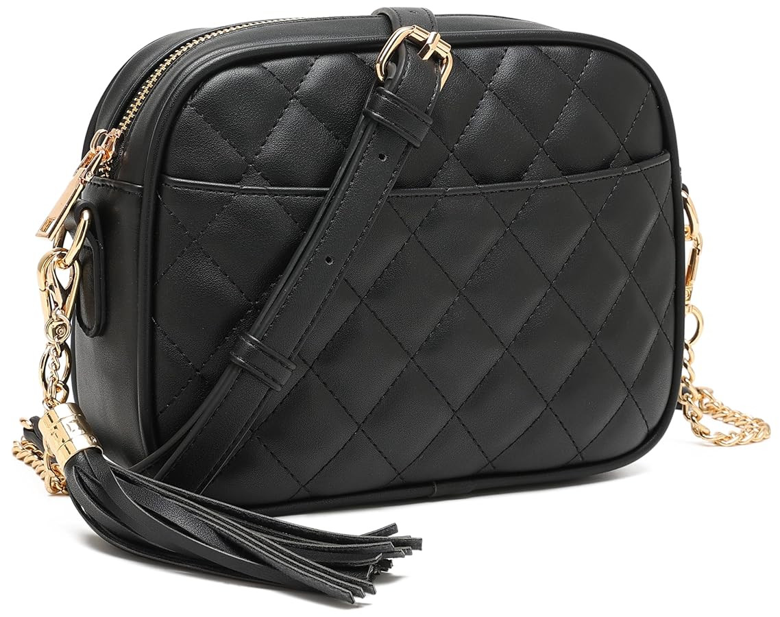 lola mae Quilted Crossbody Bag, Medium Lightweight Shoulder Purse Top Zipper Tassel Accent | Amazon (US)