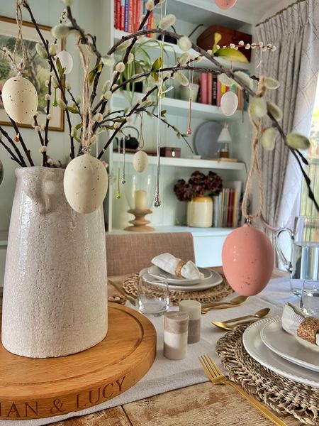 Easter decorations for the dining table including glass hanging decorations and Easter eggs 

#LTKhome #LTKfindsunder50 #LTKSeasonal
