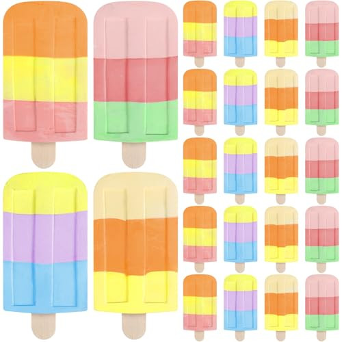 24 Pcs Ice Cream Sidewalk Chalk Bulk Washable Multicolor Sidewalk Chalk Paint Party Favors for Ki... | Amazon (US)