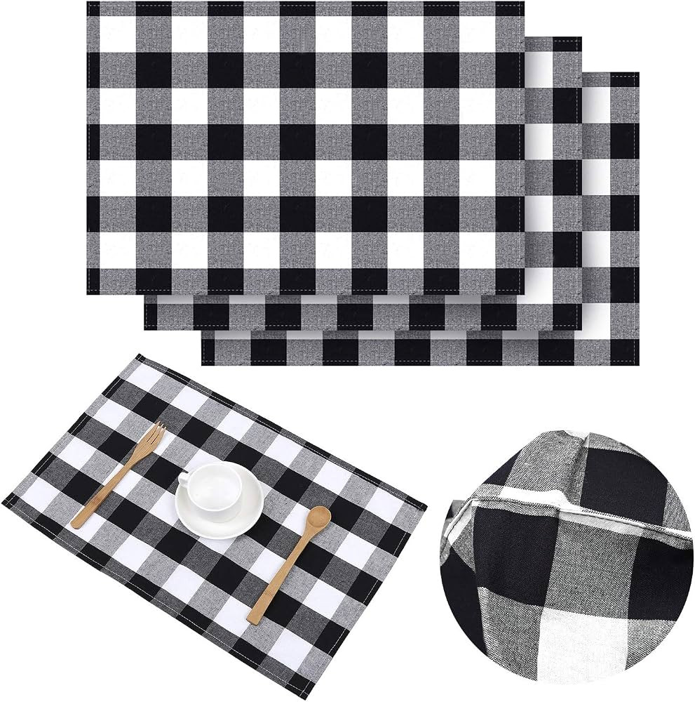 Aneco Buffalo Plaid Placemats Checkered Place Mats Double Layer Placemats 13 x 19 Inches Decorati... | Amazon (US)