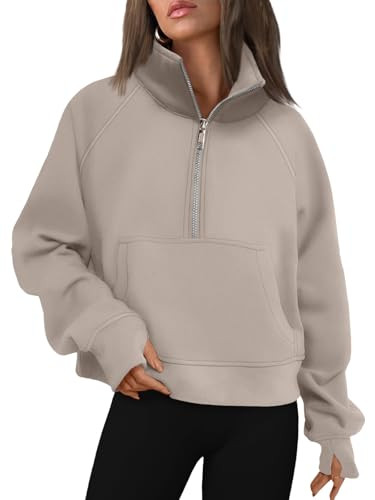 AUTOMET Womens Sweatshirts Half Zip Cropped Pullover Fleece Quarter Zipper Hoodies 2025 Fall Fash... | Amazon (US)
