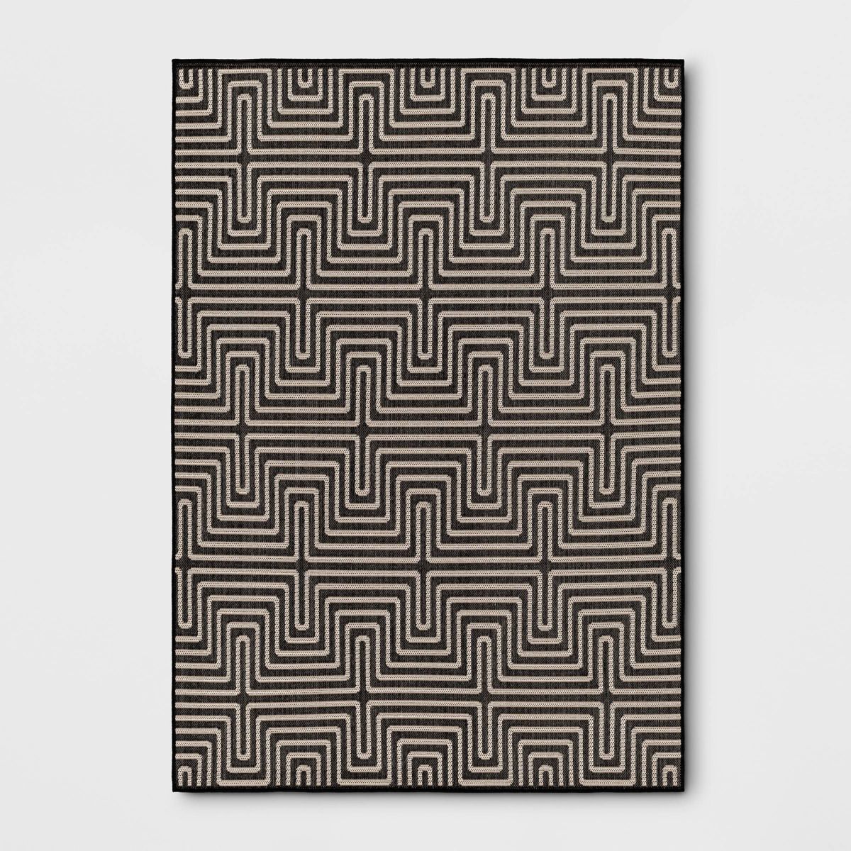 Modern Geo Rectangular Woven Indoor Outdoor Area Rug Black/Tan - Threshold™ | Target