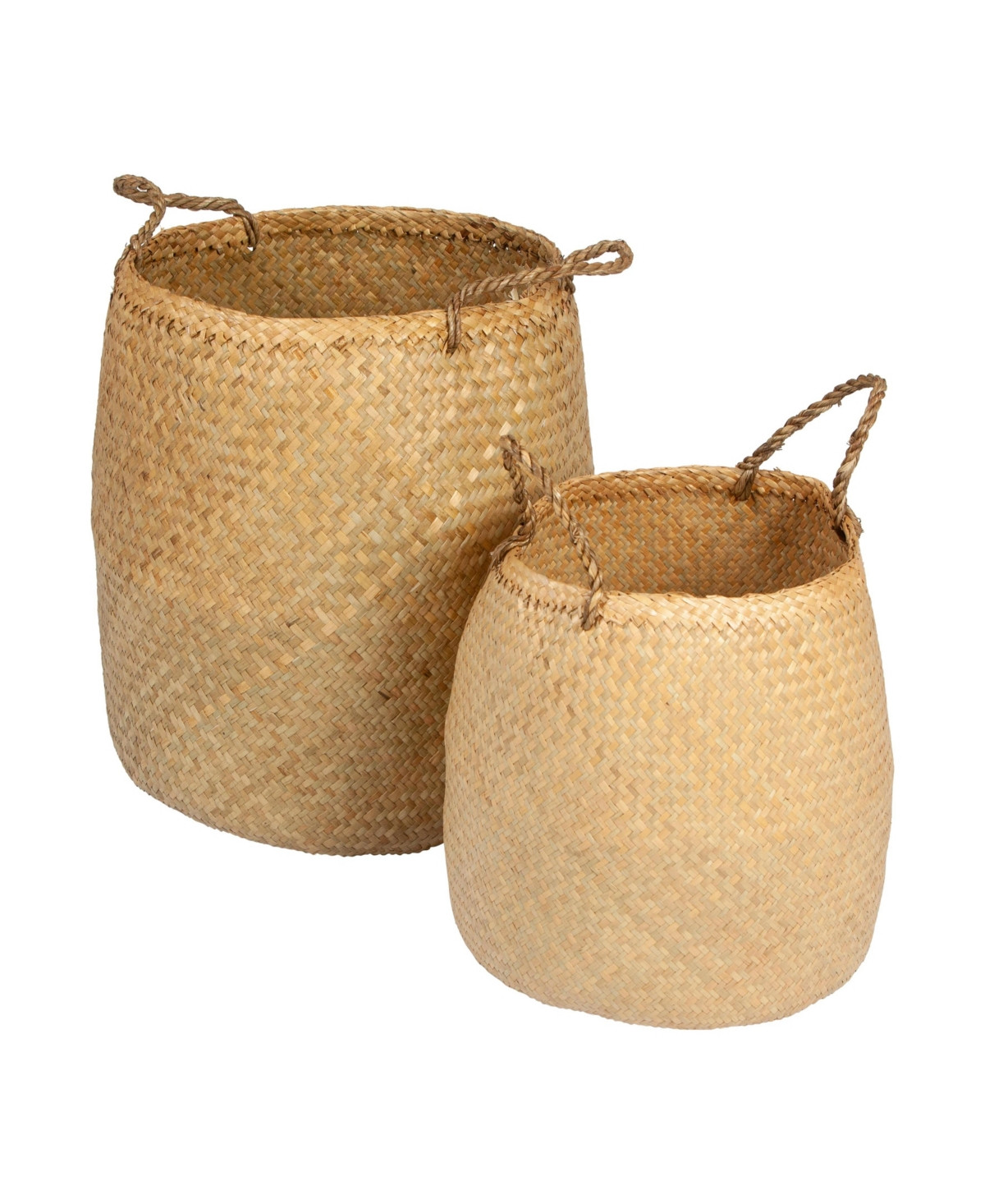 Storied Home Set of 2 Round Seagrass Storage Baskets with Handles - Natural | Macy's