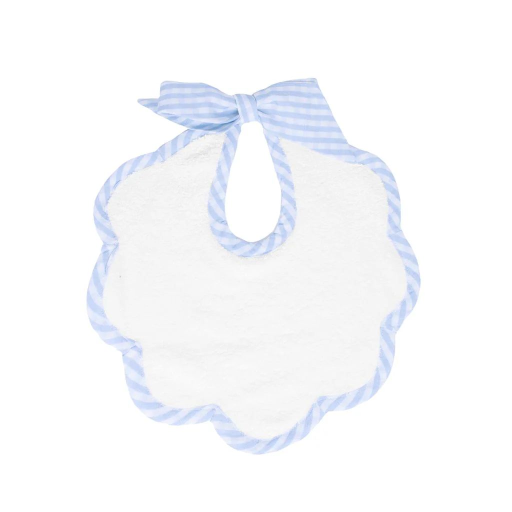 Scalloped Bib In Pale Blue Gingham | Over The Moon Gift
