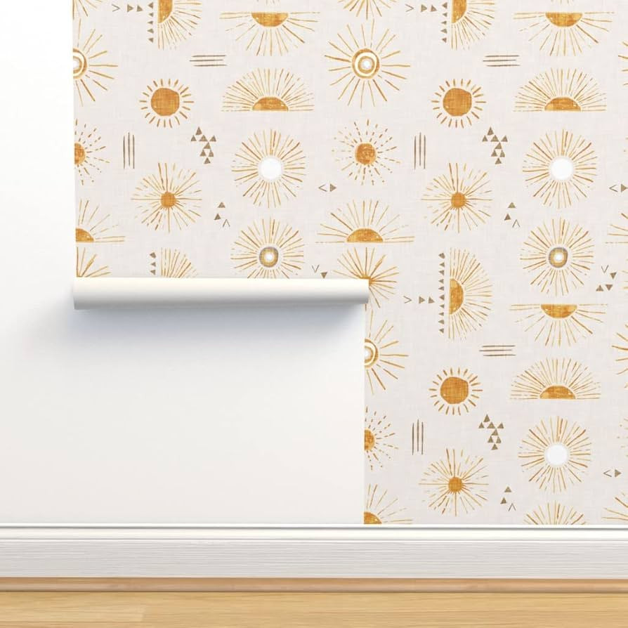 Peel & Stick Wallpaper 9ft x 2ft - Sun Cream Yellow Sky Bohemian Sunshine Weather Custom Removabl... | Amazon (US)