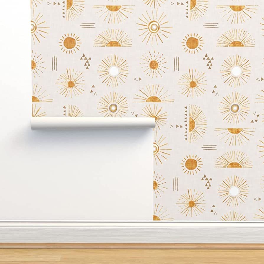Peel & Stick Wallpaper 9ft x 2ft - Sun Cream Yellow Sky Bohemian Sunshine Weather Custom Removabl... | Amazon (US)