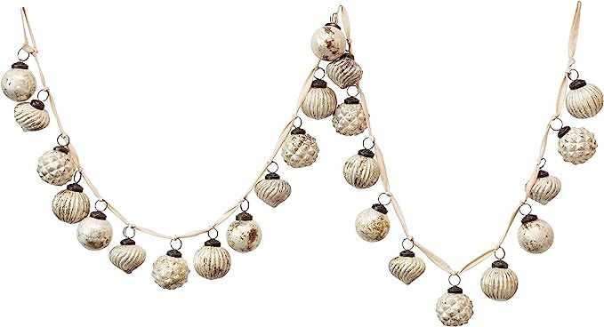 Creative Co-Op 72" L Embossed Mercury Ball Ornament, Matte White Glass Garlands | Amazon (US)
