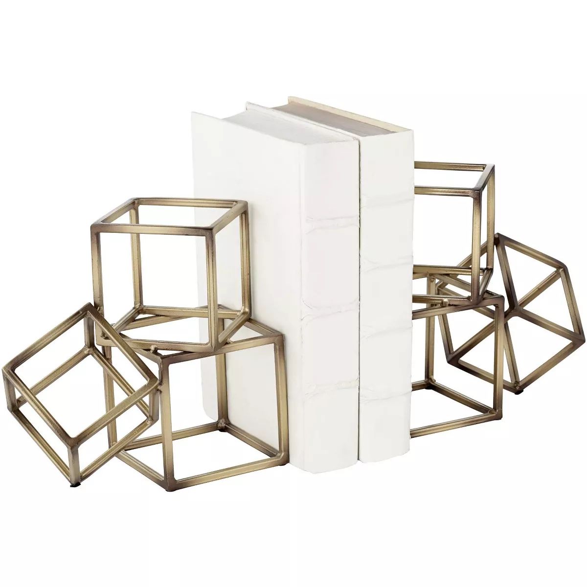 Studio 55D Tricube Antique Brass Finish 7 1/2" High Geometric Bookends | Target