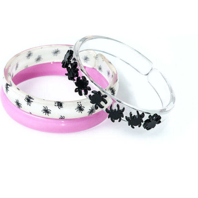 Multi Black Spider Candy Pink & Spider Print Bangle Set, Multi | Maisonette