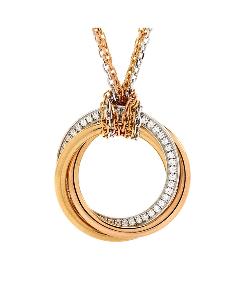 Pre-Owned Cartier Medium Trinity Pendant Necklace 18K Tricolor Gold with Pave Diamonds | Bloomingdale's (US)