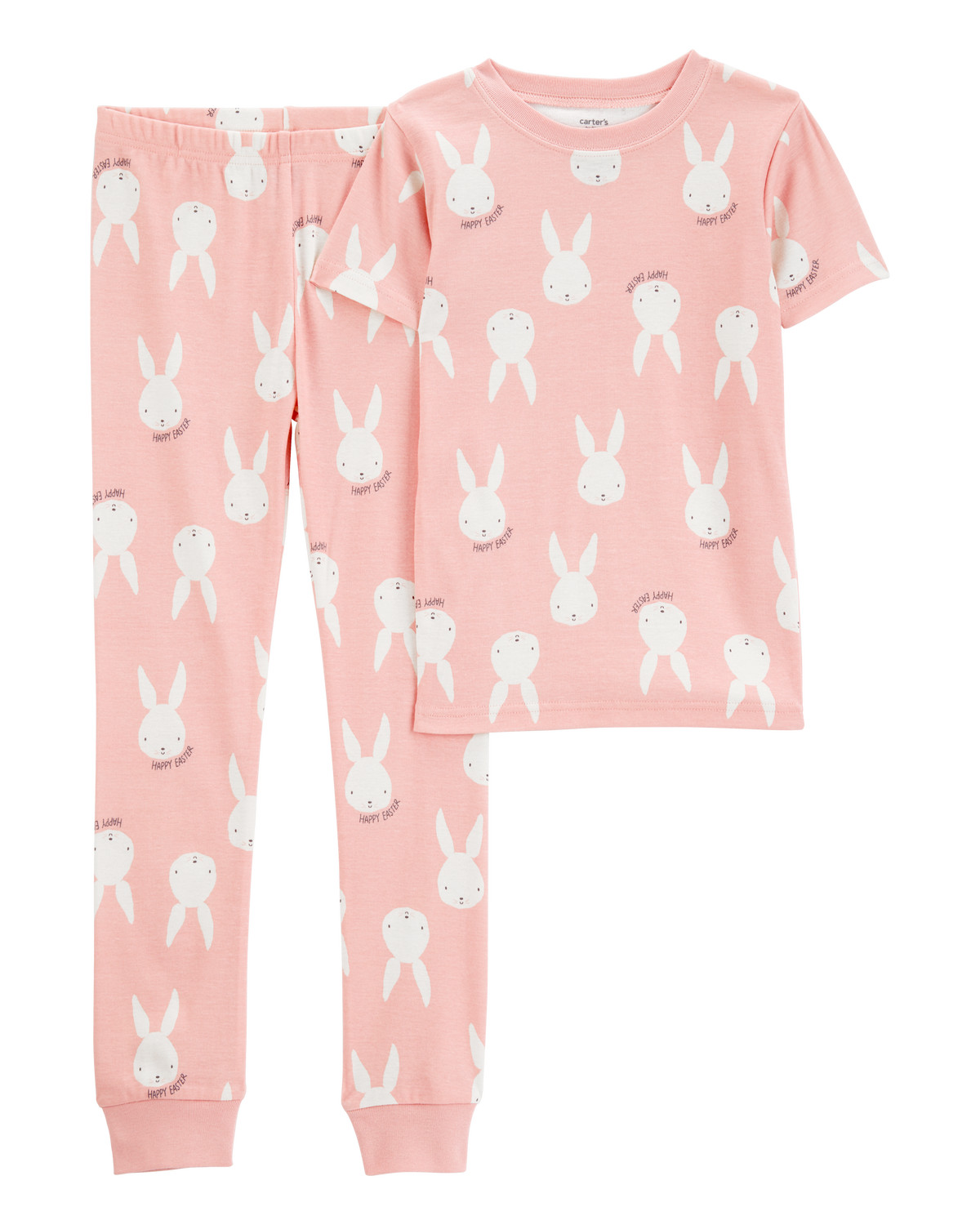 Kid Bunny Print Easter Snug Fit Cotton 2-Piece Pajamas - Pink | Carter's Inc