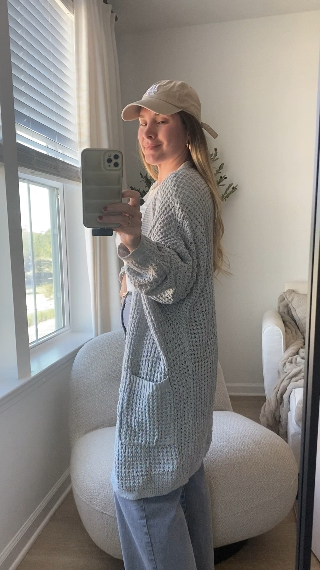 Pretty and comfy! Waffle style cardigan size M. Baggy Jeans size S.

#LTKSeasonal #LTKActive #LTKFindsUnder50