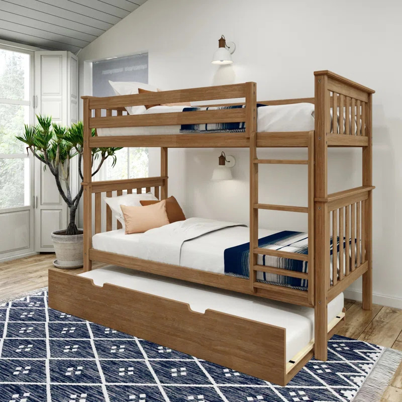 Walters Twin Over Twin Solid Wood Standard Bunk Bed with Trundle | Wayfair North America