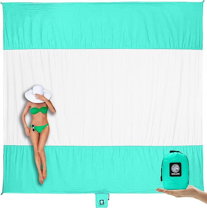 WEKAPO Beach Blanket Sandproof Waterproof, Extra Large Beach Mat, Oversized & Compact Sand Free, ... | Amazon (US)