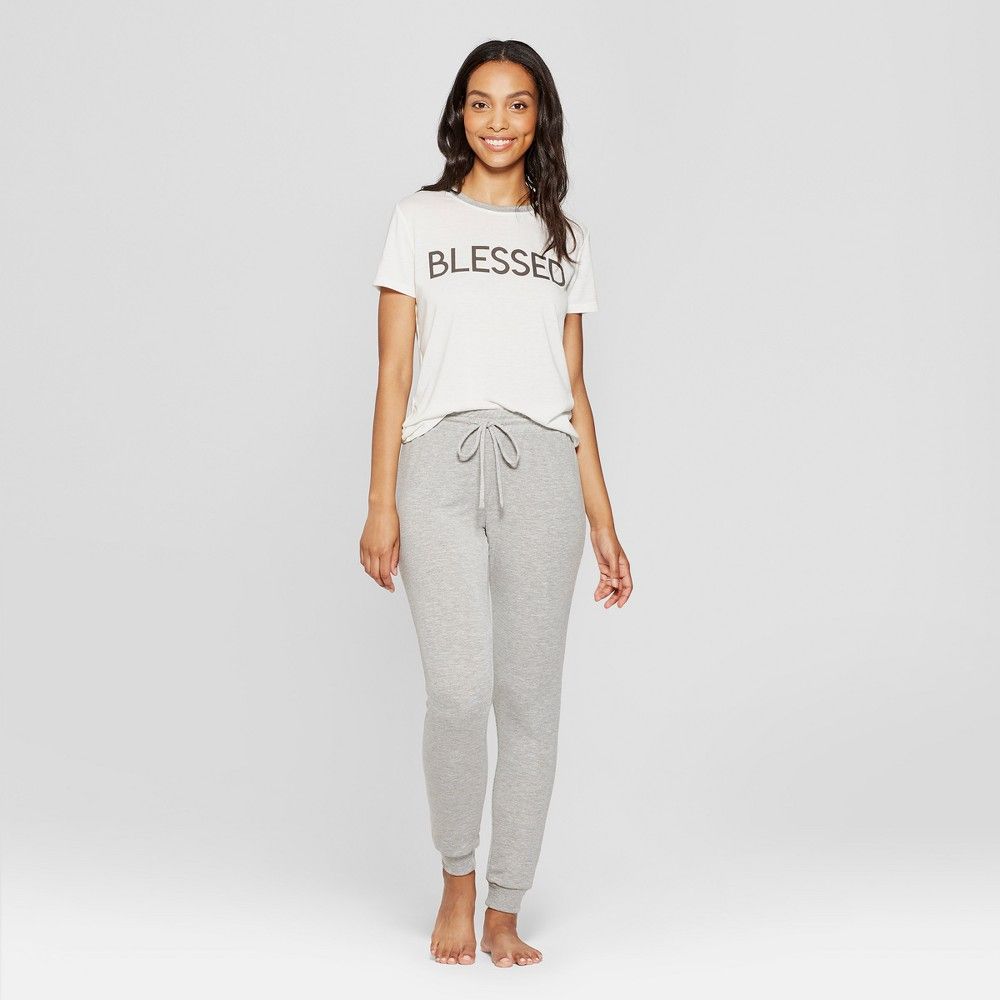 Weekend Soul Women's Blessed Pajama Set - Ivory M, White | Target