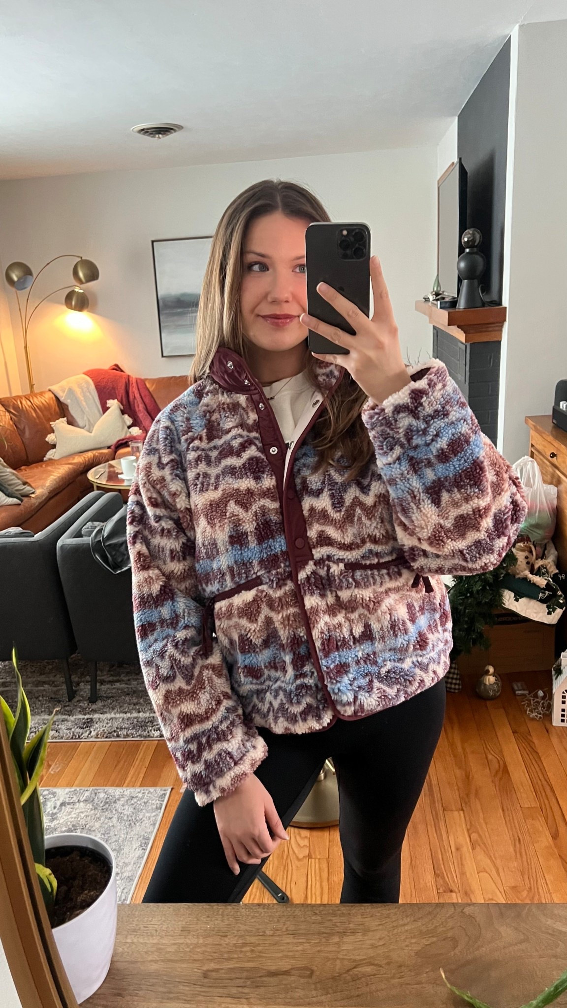 all cozy for the snowstorm! Wearing my new Free People Hit The Slopes Sherpa jacket - been loving a maroon moment lately to match my booties! These have an inner lining, so I sized up to a large in order to throw it over sweaters and sweatshirts. Would recommend sizing up! 

#LTKdayinmylife #LTKootd #LTKgrwm