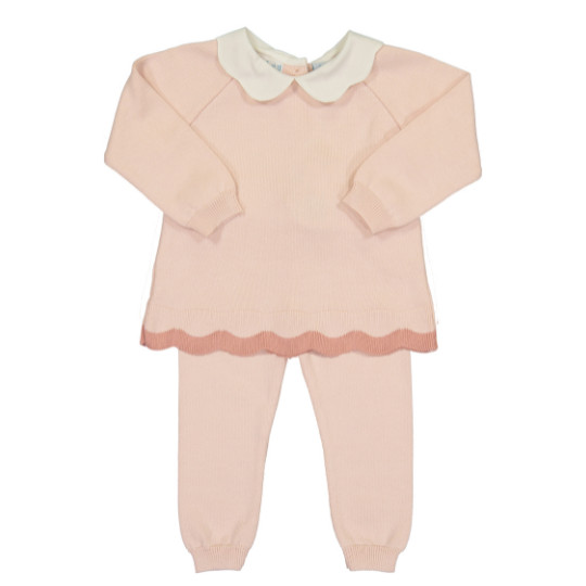 Scalloped Contrast Trim Knit Set | Feltman Brothers