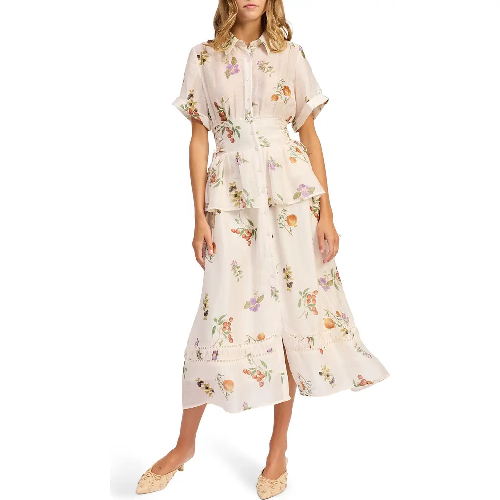En Saison Tulsa Floral Tiered Shirtdress in Ivory Multi at Nordstrom Rack, Size Small | Nordstrom Rack