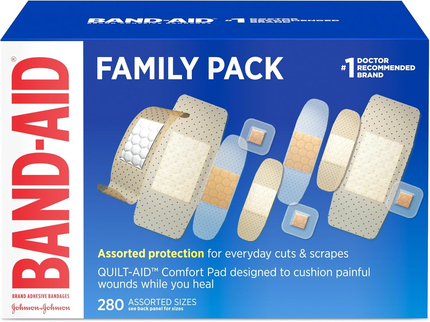 BAND-AID Brand Adhesive Bandages Family Pack, Assorted Sizes, 280 Count | Amazon (US)