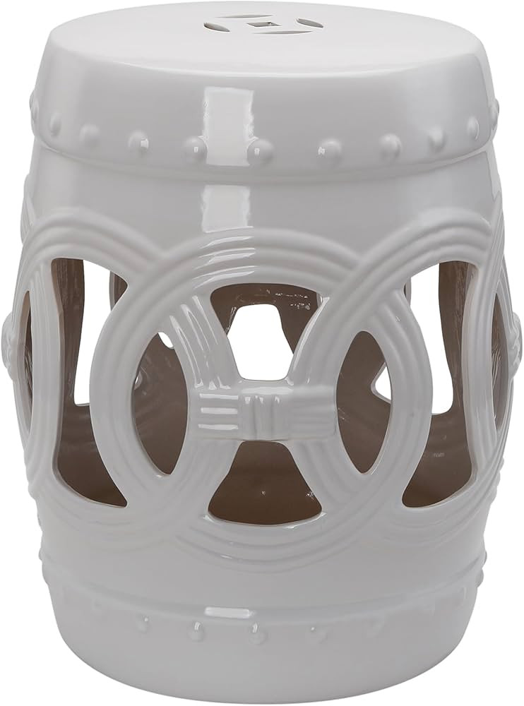 Outsunny 14" x 17" Ceramic Garden Stool with Double-Coin Knotted Ring Design & Strong Glazed Mate... | Amazon (US)