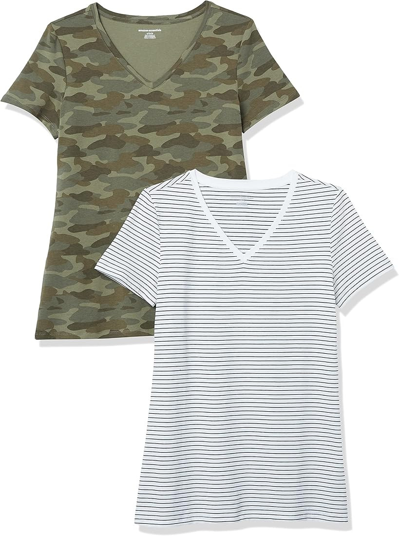 Amazon Essentials Women's Classic-Fit Short-Sleeve V-Neck T-Shirt, Multipacks | Amazon (US)