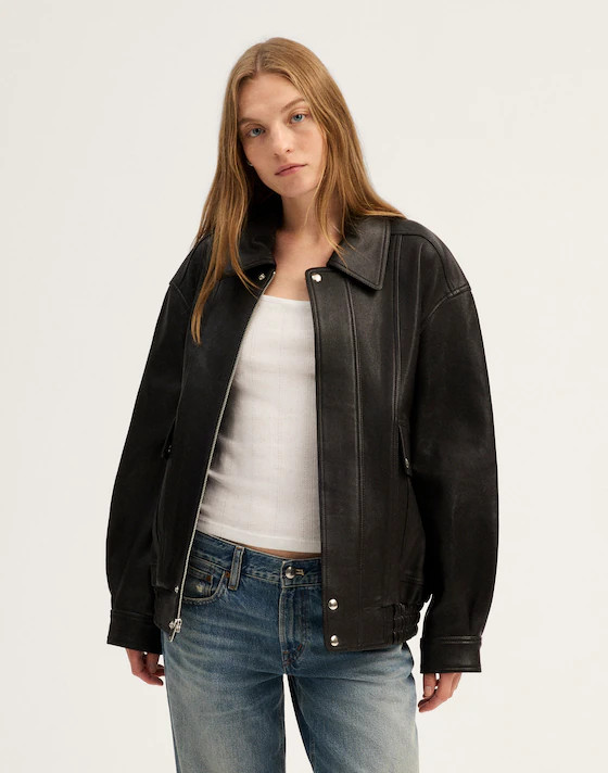 Utility Bomber Jacket in Leather | Madewell