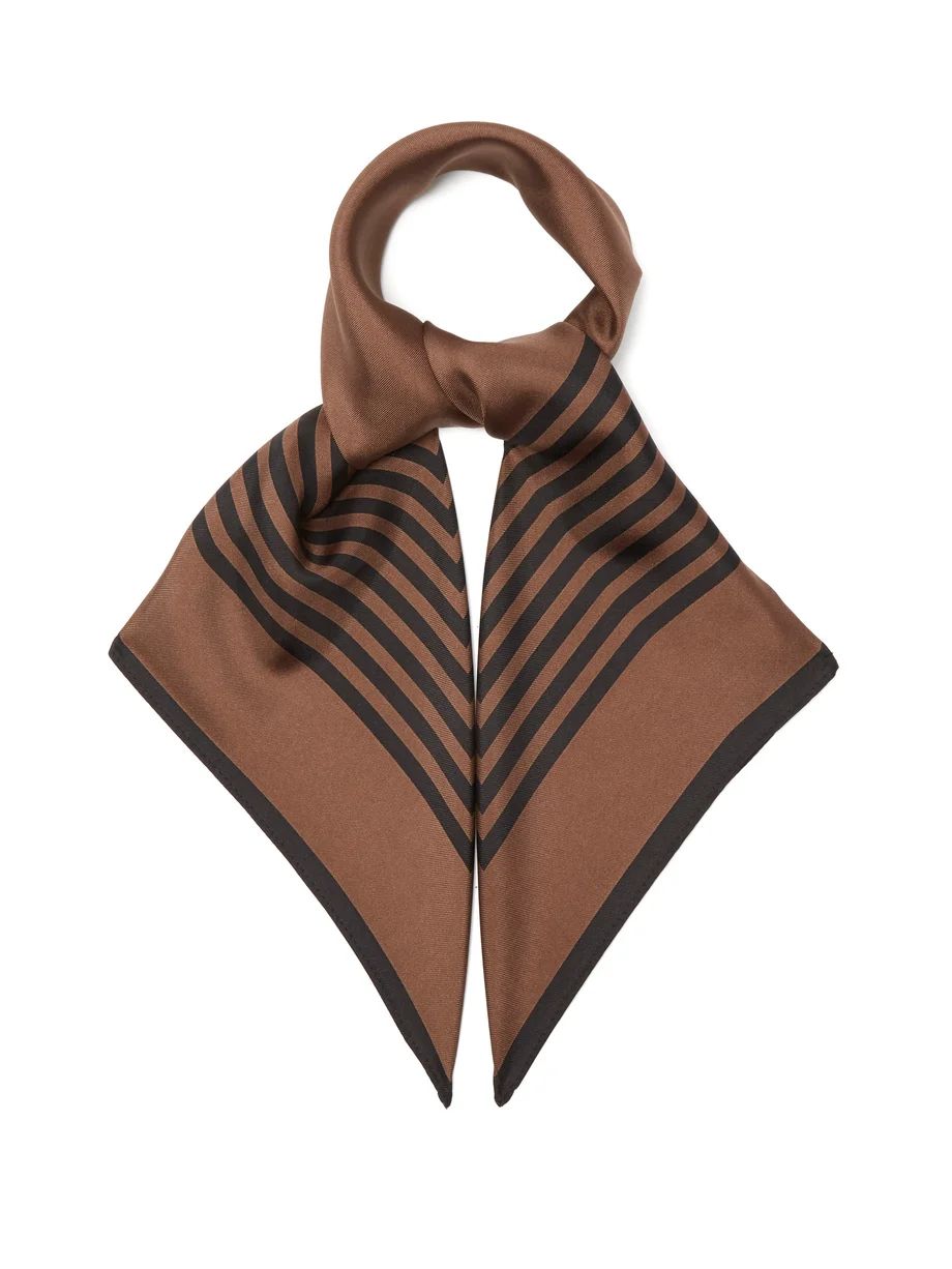 Striped-border silk-twill scarf | LeScarf | Matches (US)
