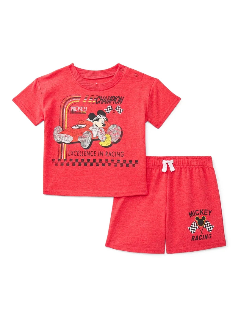 Mickey Mouse Baby Boys Short Sleeve Graphic Tee and Shorts Set, 2-Piece, Sizes 0/3M-24M | Walmart (US)