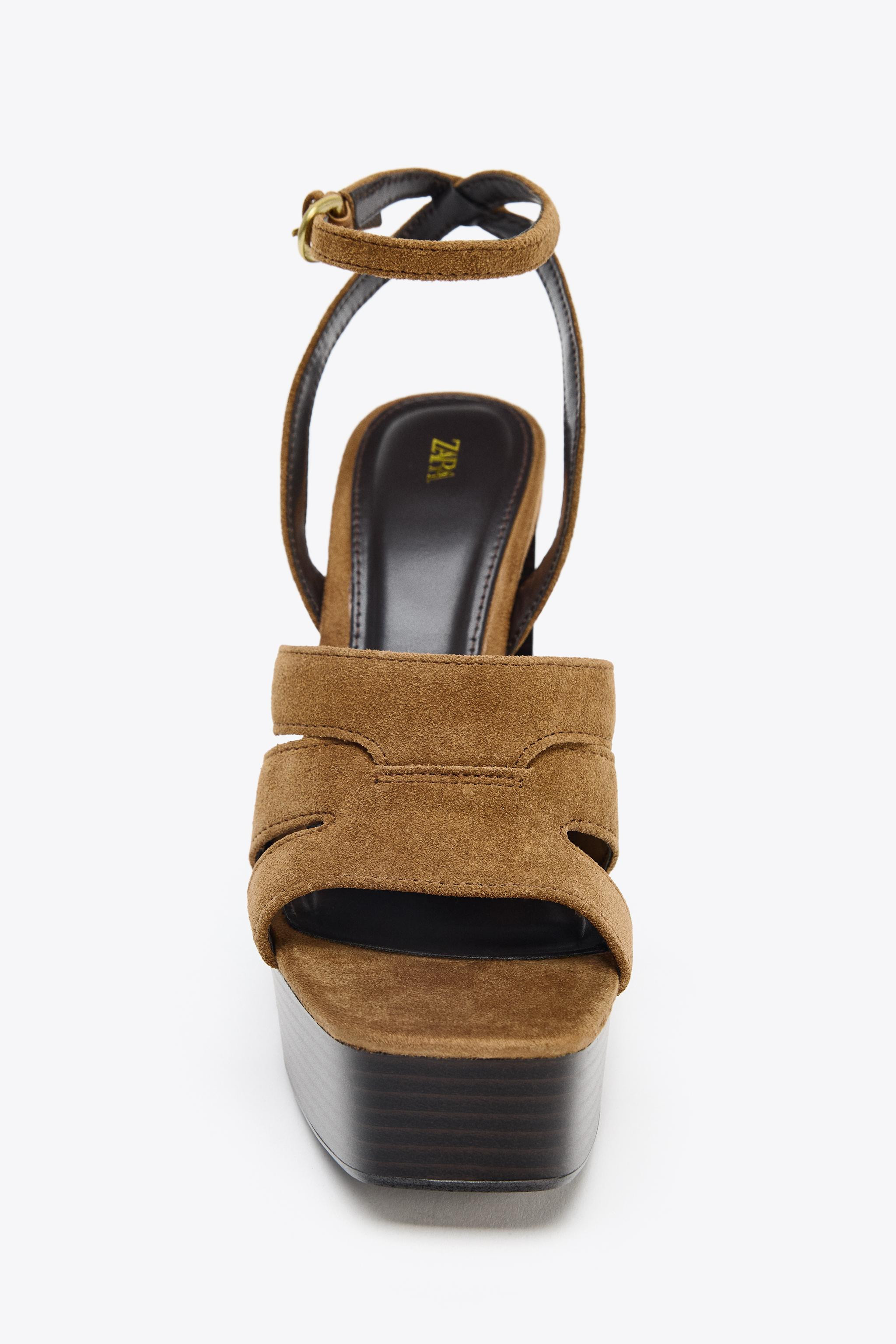 SPLIT LEATHER PLATFORM SANDALS | Zara US