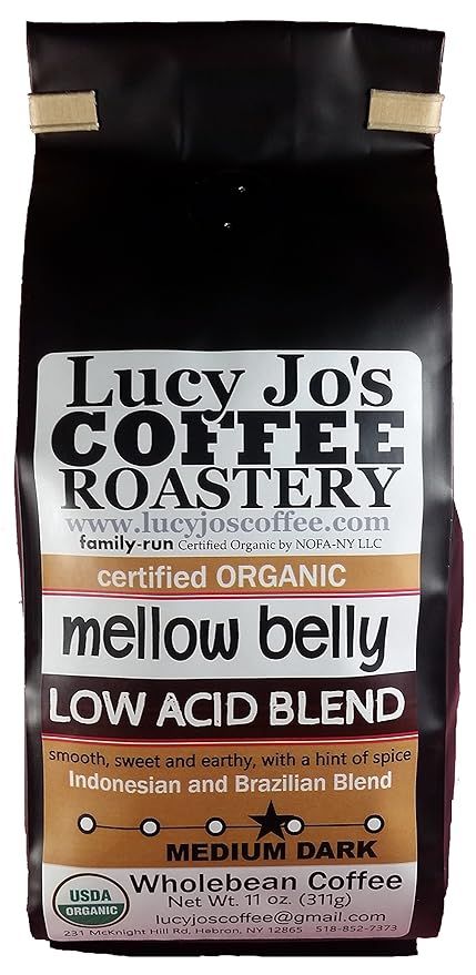 Lucy Jo's Coffee, Organic Mellow Belly Low Acid Blend, Whole Bean, 11 oz (11 OZ) | Amazon (US)