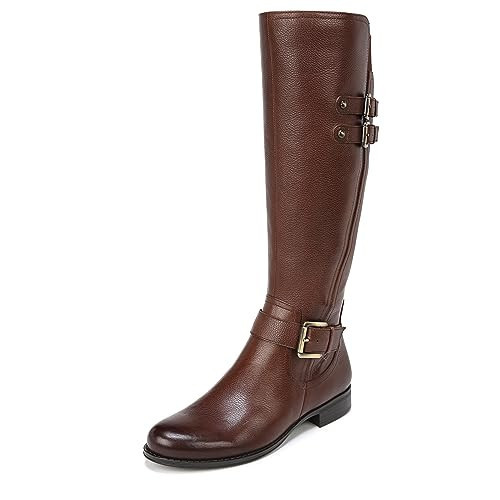 Naturalizer Womens Jessie Knee High Buckle Detail Riding Boots Chocolate Brown Leather 12 W | Amazon (US)