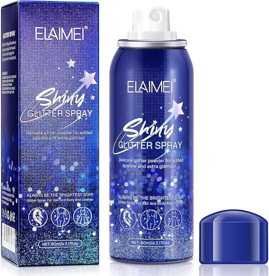 Glitter Spray for Hair, Body Glitter Hairspray for Clothes, Music Festival Face Glitter for Women... | Amazon (US)