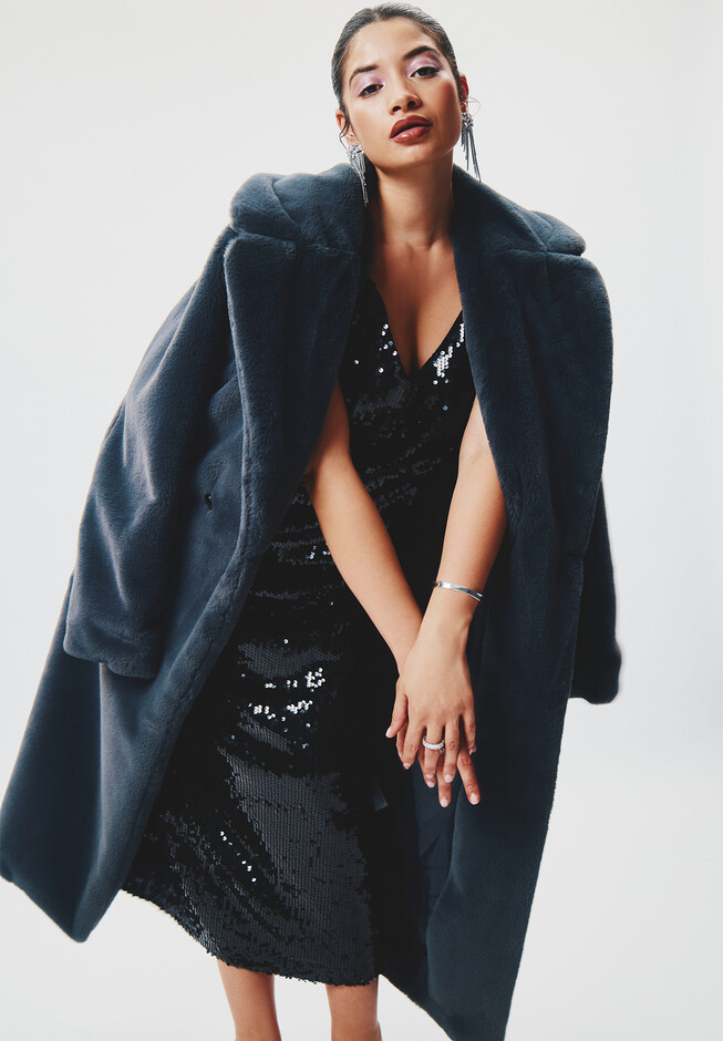 Faux Fur Long Coat | Eloquii