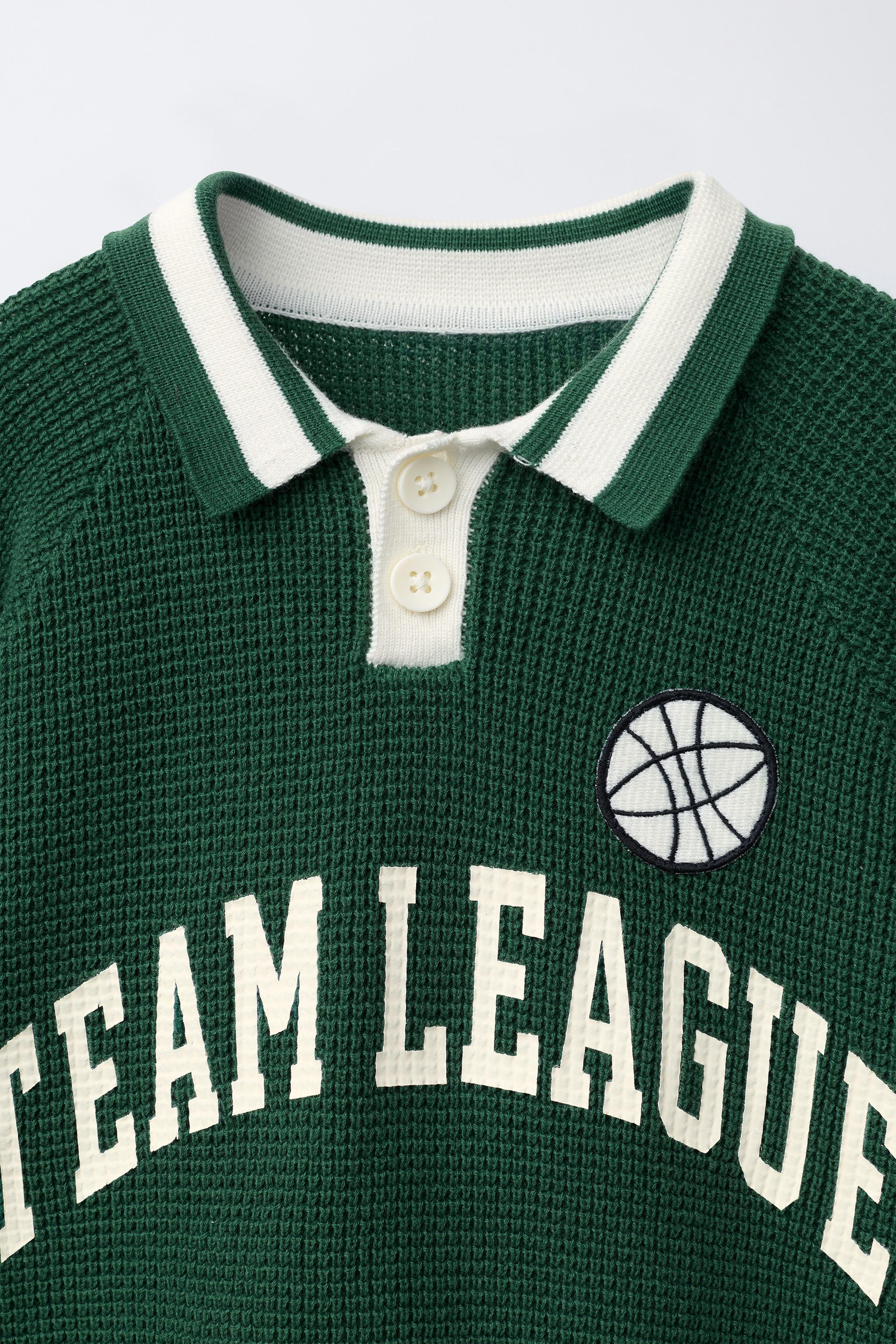 TEXT PRINT WAFFLE KNIT POLO SHIRT | Zara US