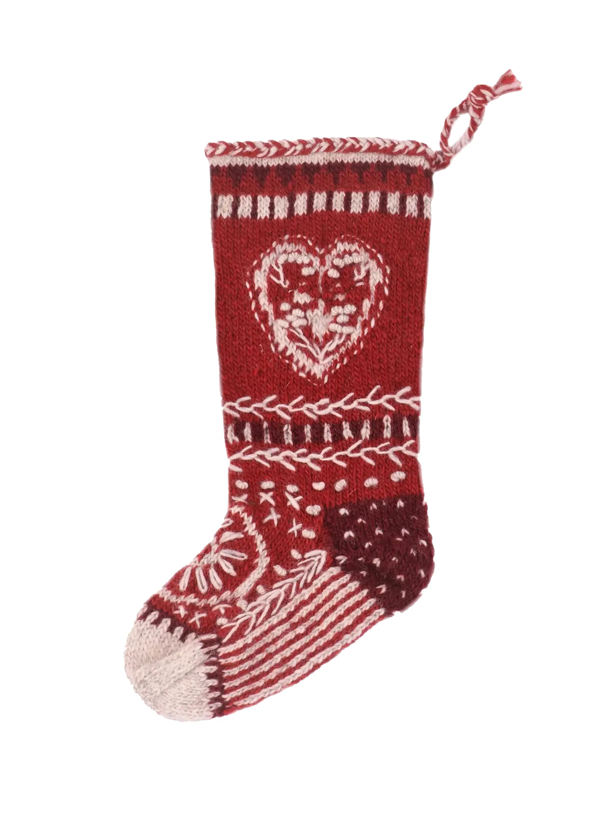 Heart Wool Knit Christmas Stocking | Weston Table